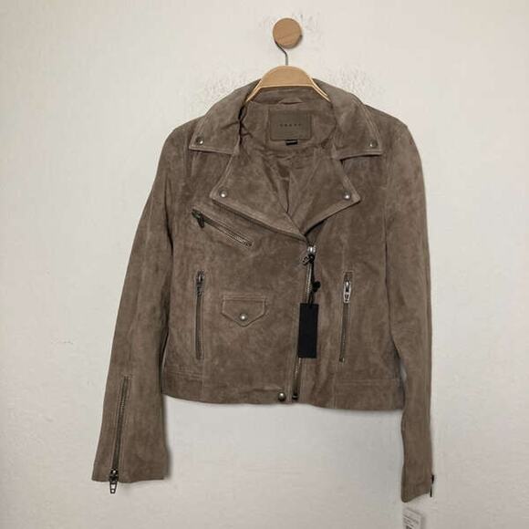 NEW BLANKNYC WOMENS TAUPE LEATHER LONG SLEEVE COLLARED HOODED MOTO JACKET SIZE S - Picture 2 of 9